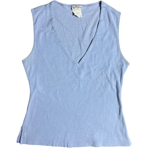 Self Esteem Vintage Soft Blue V-Neck Tank Top - Picture 1 of 4